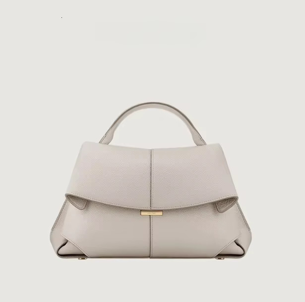 French Genuine Leather Smile Pleated Design One-Shoulder Large Capacity Commuter Handbag Messenger Bag Genuine Leather Cartoon