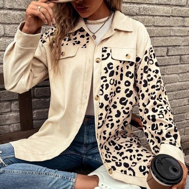 Women's Clothing Autumn And Winter New Leopard Print Single Breasted Mid Length Jacket Shirt Coat