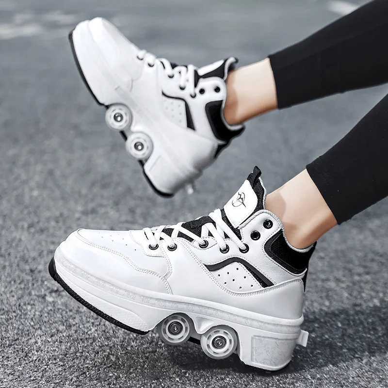 Deformation Parkour Four Wheels Rounds Of Running Shoes 2024 Casual Sneakers Unisex Deform Roller Shoes Skating Shoes W250207