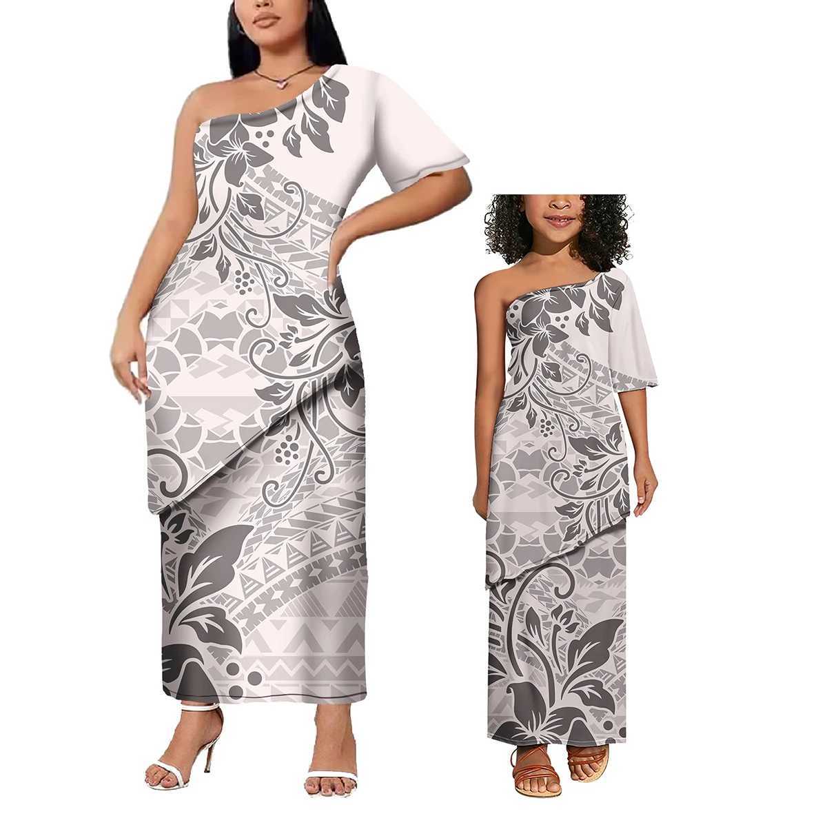 Custom Polynesian Samoan Tribal Print Parent-child Mother Daughter Matching Clothes Family Dress Outfits Clothing Sets W250207