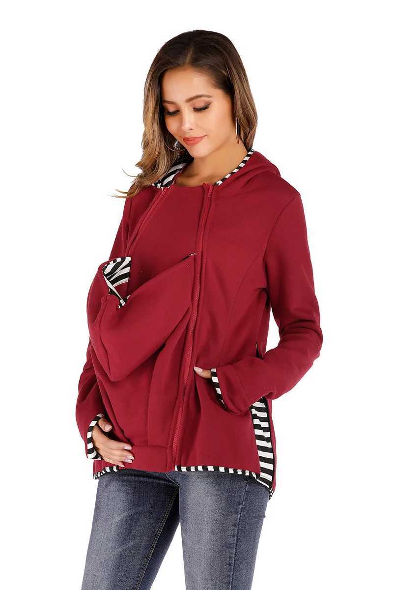 Long Sleeve Maternity Warm Cotton Clothing Mother Autumn Winter Women Hoddies Carry Baby Holder Infant Sweatshirt Jacket Carrier W250207