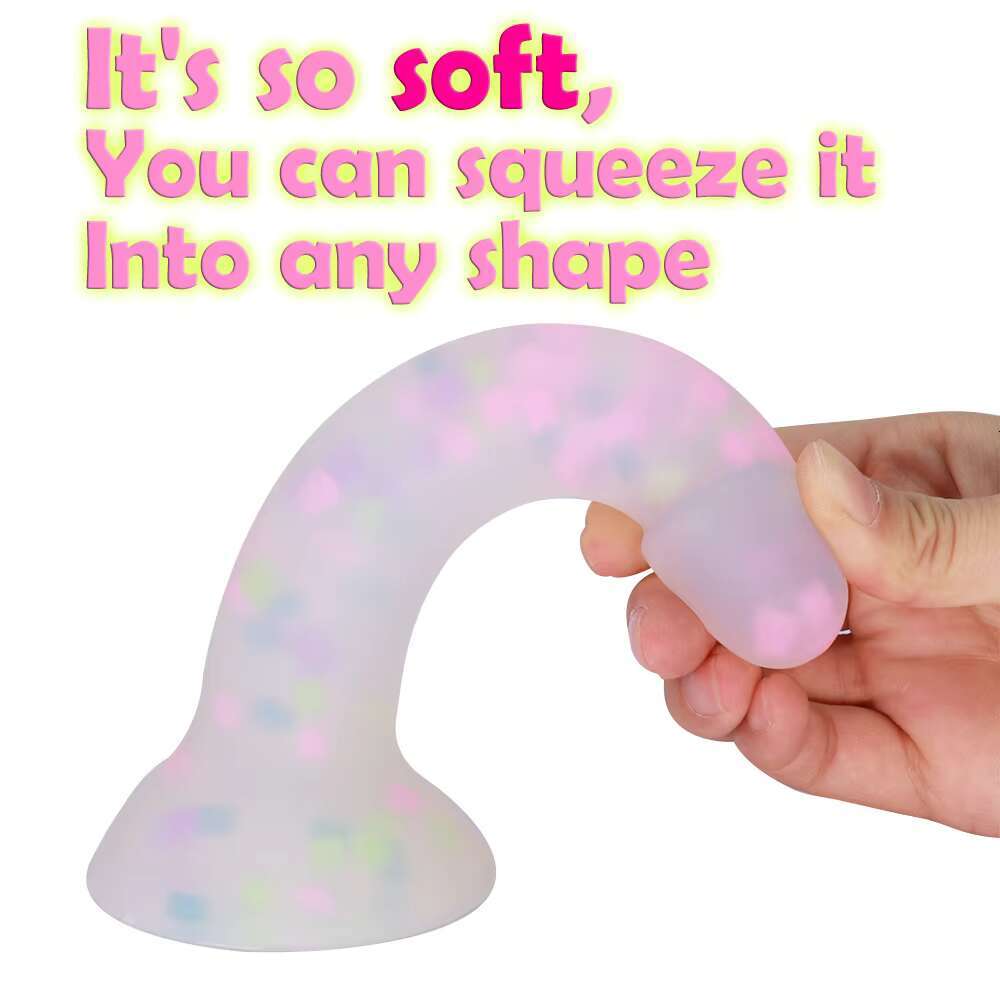 Luminous jelly colorful particles silicone soft simulation dildo anal plug G-spot stimulation female masturbator sex toys