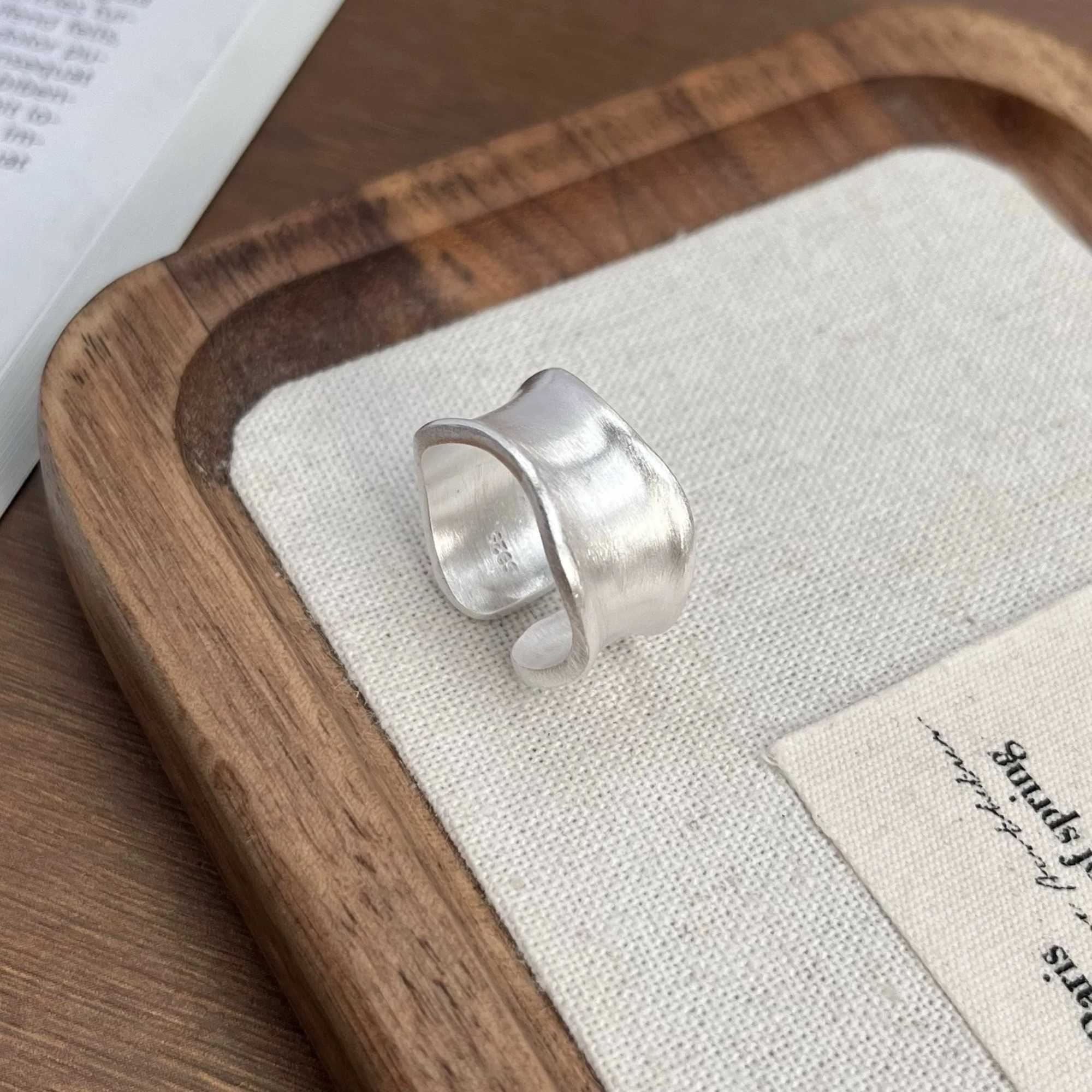 925 Sterling Silver Rings for Women Men Fashion Handmade Wide Ring Couple Minimalist Party Jewelry Gift Prevent Allergy W250207