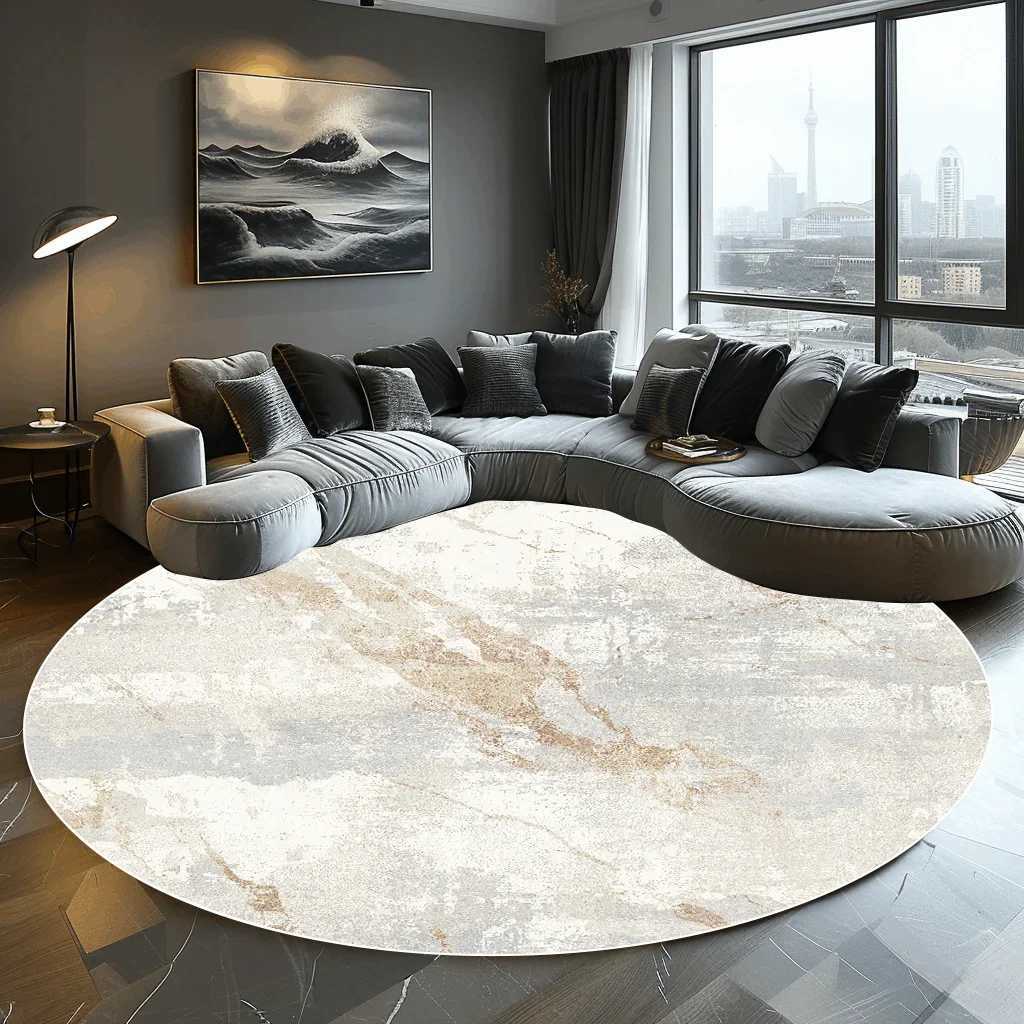 Abstract Round Carpet Living Room Decoration Home Modern Bedroom Decor Carpet Balcony Washroom Floor Mat Washable Pet Rugs Z250207