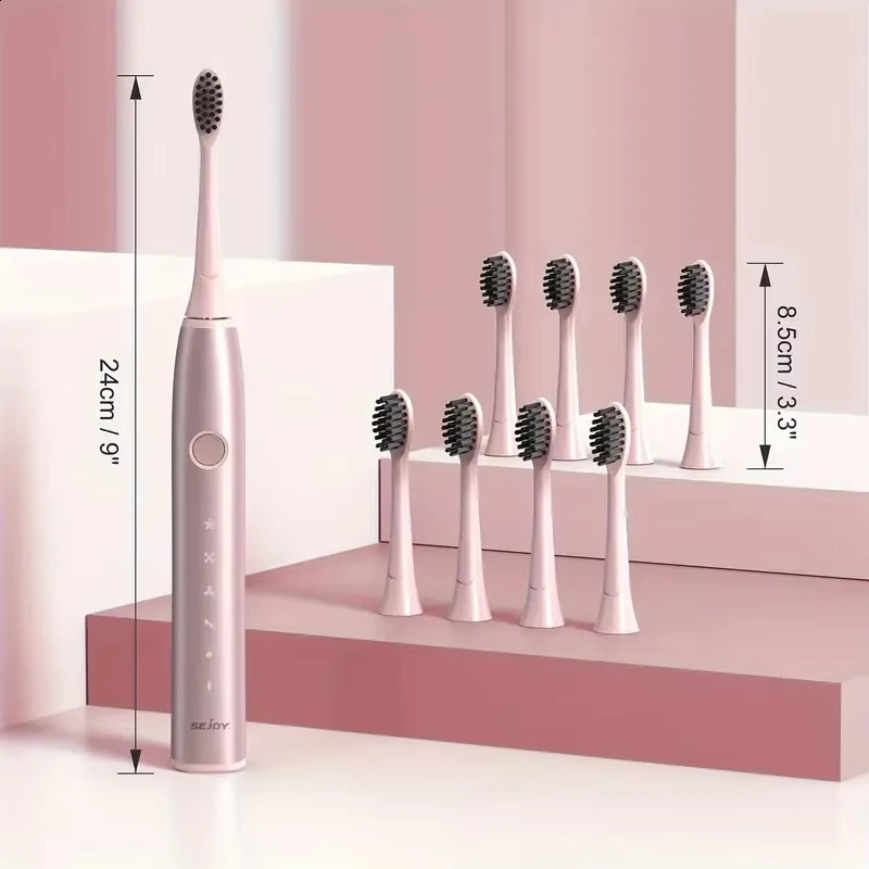 SEJOY Electric Toothbrush for Adults Rechargeable 5 Modes With 8 Replacement Brush Heads 250206