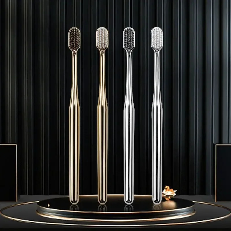 Soft Toothbrush Men Women Adult Tooth Brush Gold Silver Dental Brushes Elegance Gentle Toothbrushes Drop 250206