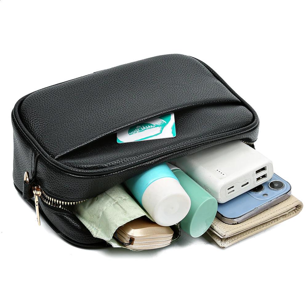 Fashion Women Handbag y Leather Tote Bags For Shoulder ner Solid Color Messenger 250206