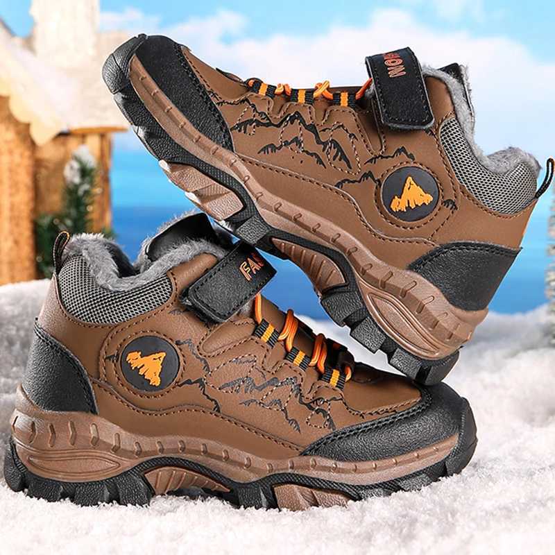 Childrens snow boots cotton warm Comf soft leather waterproof casual anti slip sports shoes W250207