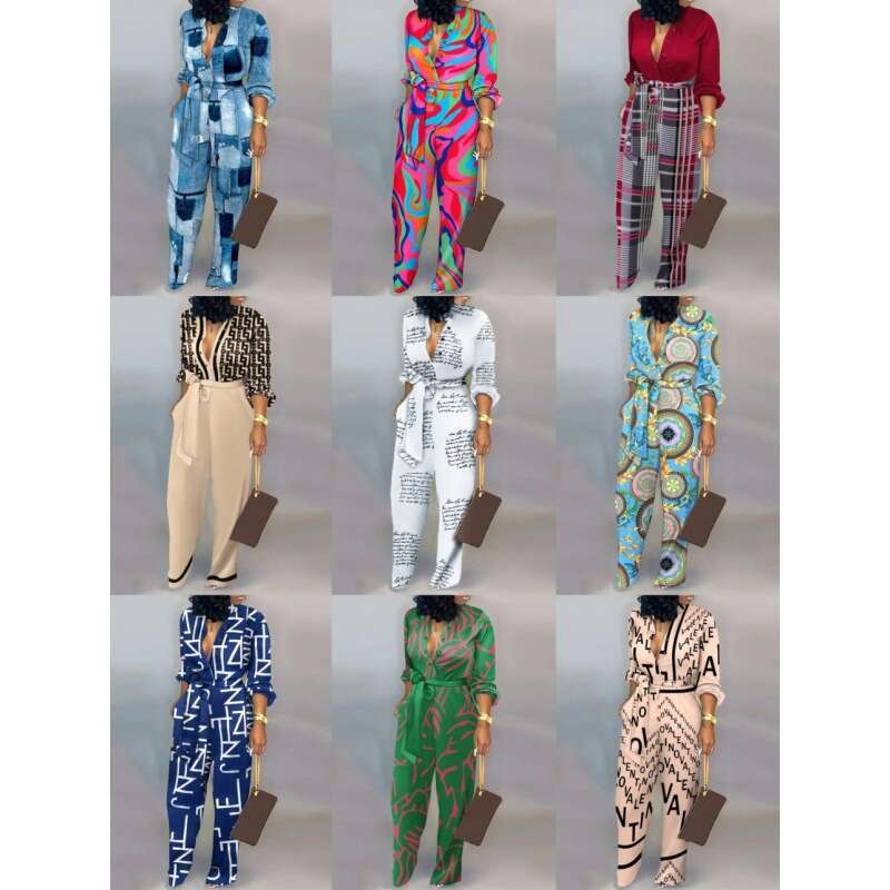Women's loose plus size autumn/winter high waist straight leg jumpsuit European 2024 new casual fashion trend clothing