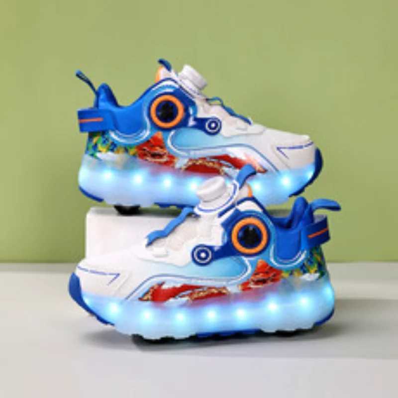 Childrens roller skates fashionable outdoor sports walking shoes 2024 new LED light shoes cute childrens sports shoes W250207