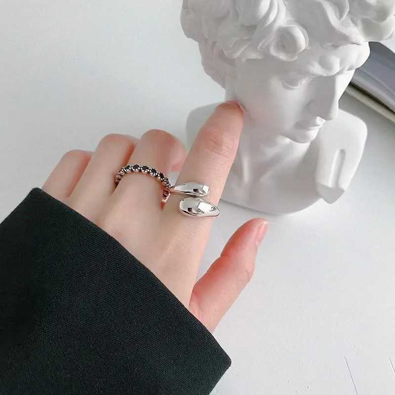 Stainless Steel Minimalist Rings For Women Trend Gold Color Smooth Double Ball Beads Open Rings Aesthetic Jewelry Couple Gifts W250207