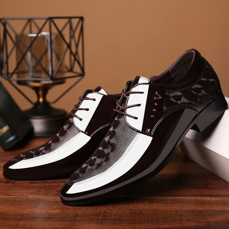 Oxfords Leather Mens Shoes Casual Dress Men Lace Up Breathable Formal Office for Man Big Size 38-48 Flats 250410