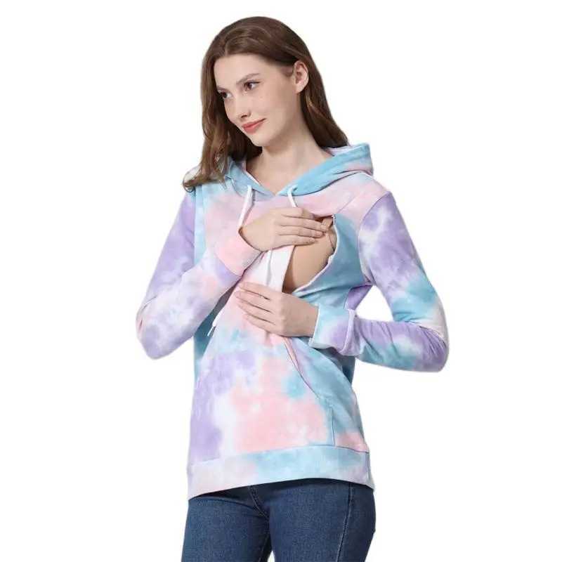 Emotion Moms 100% Cotton Winter Maternity Clothes T-shirt Breastfeeding Tops Maternity Hoodie Sweater For Pregnant Women W250207