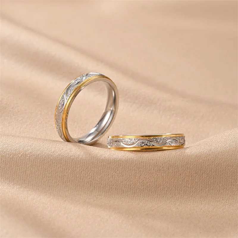 Hot selling stainless steel frosted couple ring mens jewelry Valentines Day gift size 5-13 W250207
