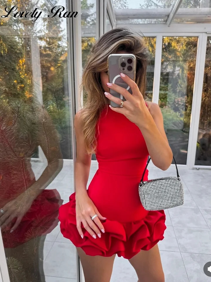 White Elegant Women Mini Dress Slim O-neck Sleeveless O-neck Mini Dresses Female 2025 Ruffle Pleated Party Club Lady Vestidos 250207