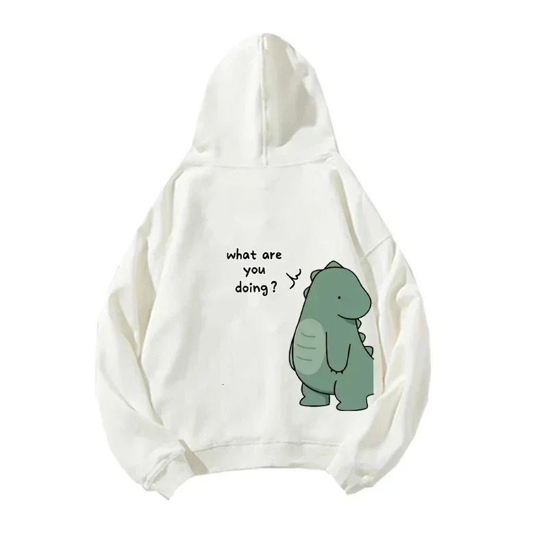 SpringSummer Couple Hoodies Fun Dinosaur Print Long Sleeve Sports Shirts Neutral Y2K Top 250207