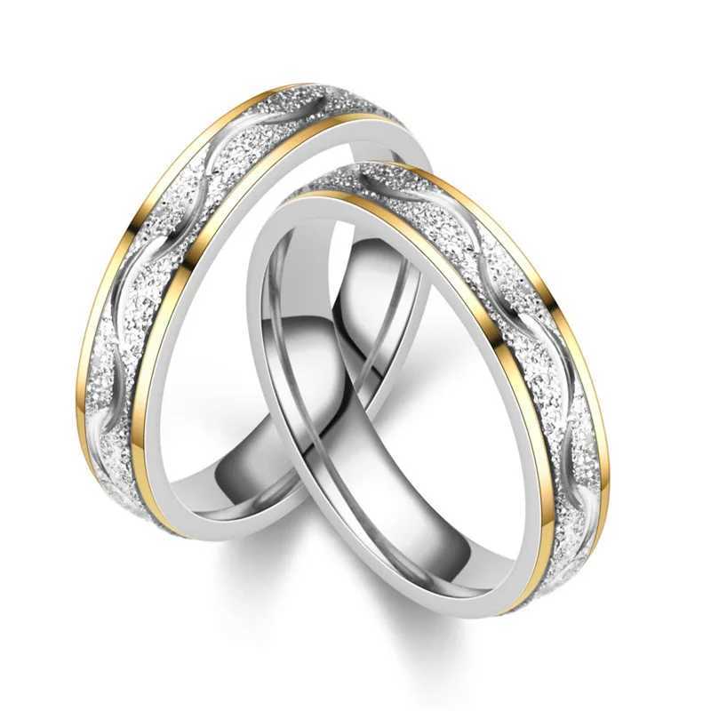 Hot selling stainless steel frosted couple ring mens jewelry Valentines Day gift size 5-13 W250207