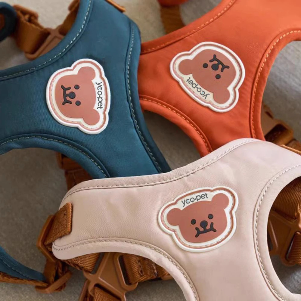 Cute Bear Pet Harness Leash Set Dog Vest Harness Strap Adjustable Breathable Harness for Puppy Cat Dog Supplies 250206