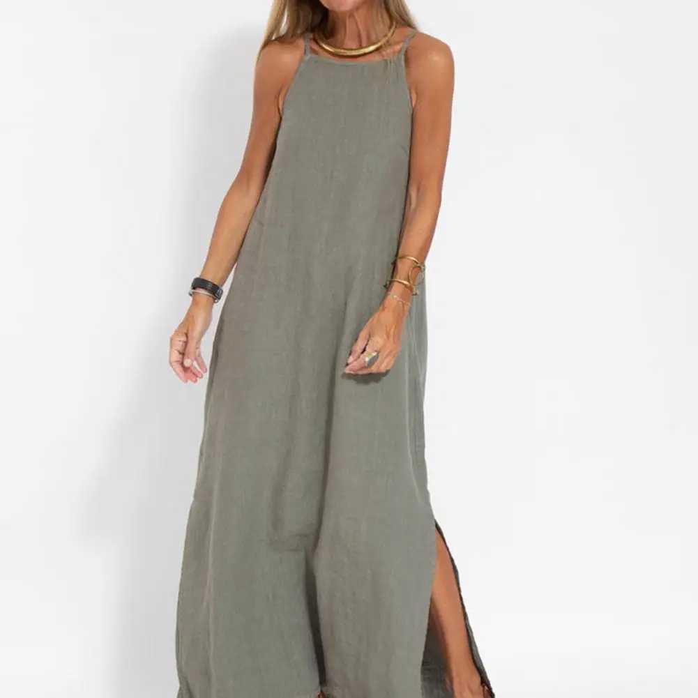 Lady Long Dress Stylish Shoulderless Maxi Dress Ankle Length Soft Casual with Side Split for Summer Beach DressXJ2500207