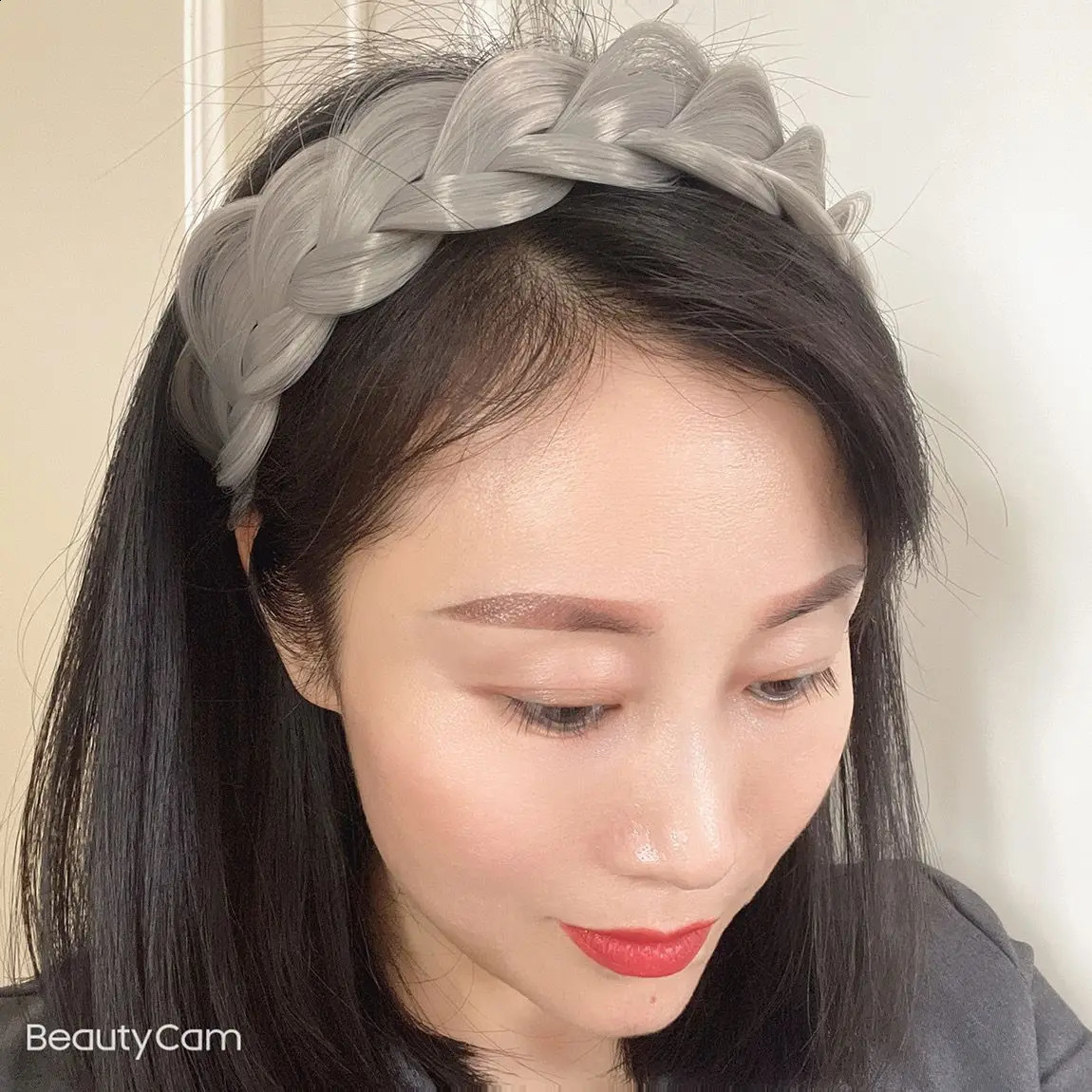 Granny Gray Widen Twist Braid Hairdbands Cover White Hair Up Invisible Seamless color Wig Headband Hairs Accessories For Women 250207