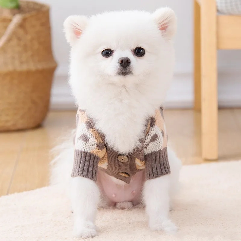 Dog Sweater Bear Print Knitted Coat Dog Cardigan Sweater Chihuahua French Bulldog Bichon Dog Clothes Puppy Costume 250206