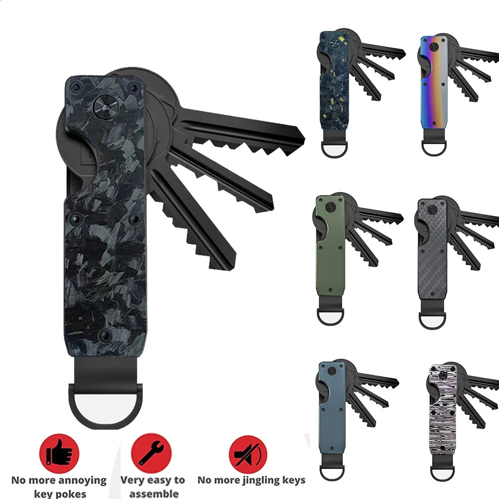 PT034,Organizer Compact Holder Metal Key Chain Minimalist key case holder for keychain Secures 1-5 Keys 250206