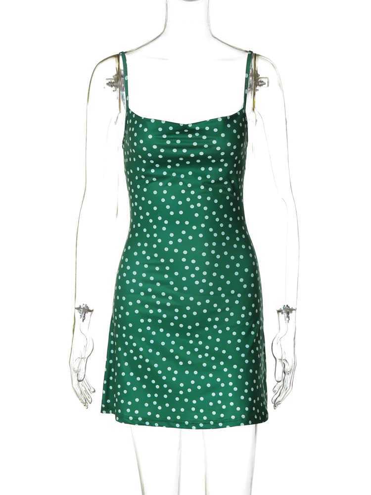 Hugcitar 2024 Summer Spot Print Slips Backless Sexy Ele Bodycon Mini Prom Dress Women Casual Clothes Y2K Beach FestivalXJ2500207