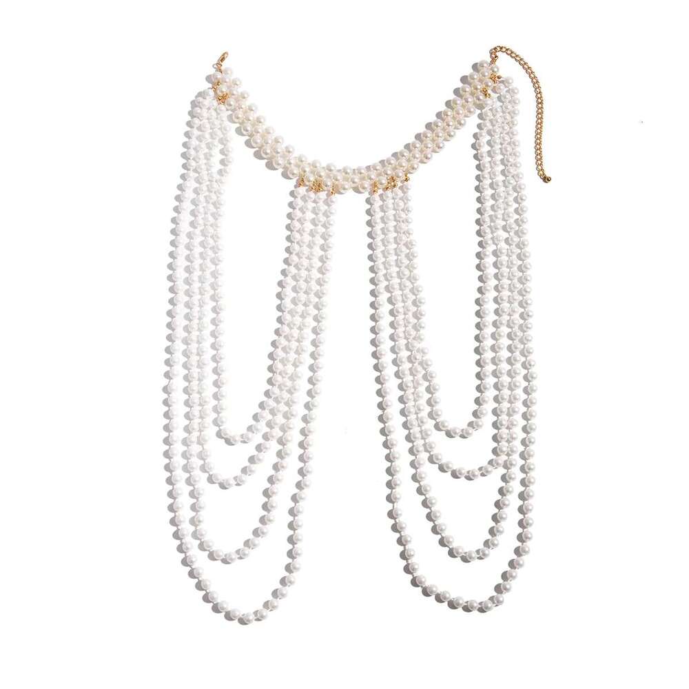 Ingemark New in 2024 Bridal Tassel Imitation Pearl Shoulder Chain Necklace for Women Elegant Shawl Wedding Jewelry Accessories