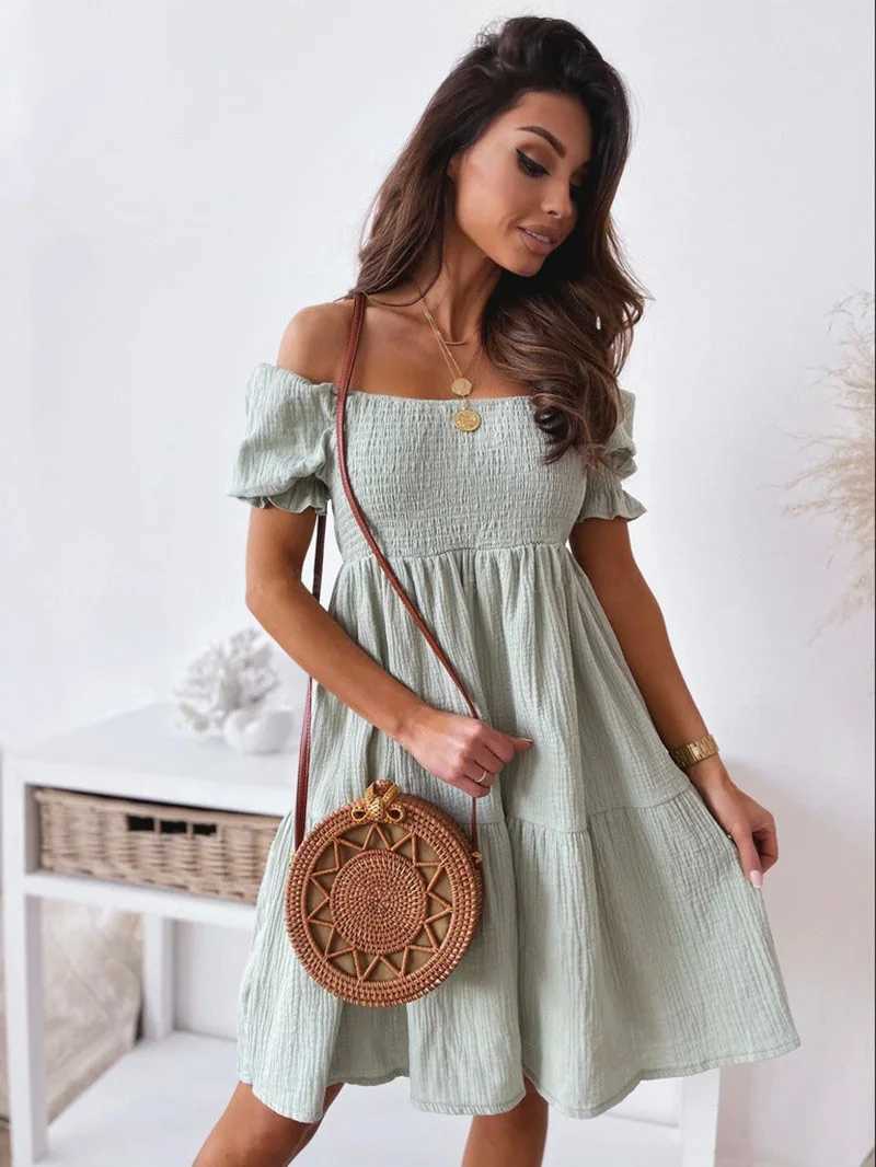 Ele Womens White Summer Backless One Shoulder Mini Dress Woman Fashionable Short Sved Chest Wrapped Party Vestidos S-3XLXJ2500207