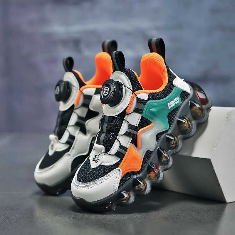 New young childrens casual sports shoes girls jelly soles childrens breathable mesh coaches casual air bubbles boys running shoes W250207