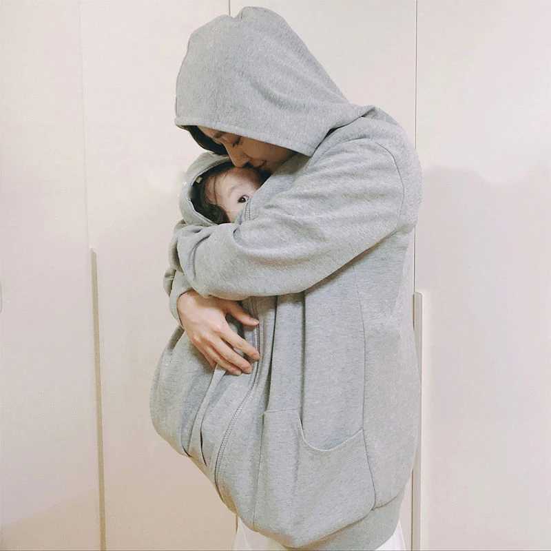 Winter Maternity Clothes Fashion Mother Baby Carrier Jacket Kangaroo Warm Maternity Hoodies Outerwear Coat For Pregnant Woman W250207