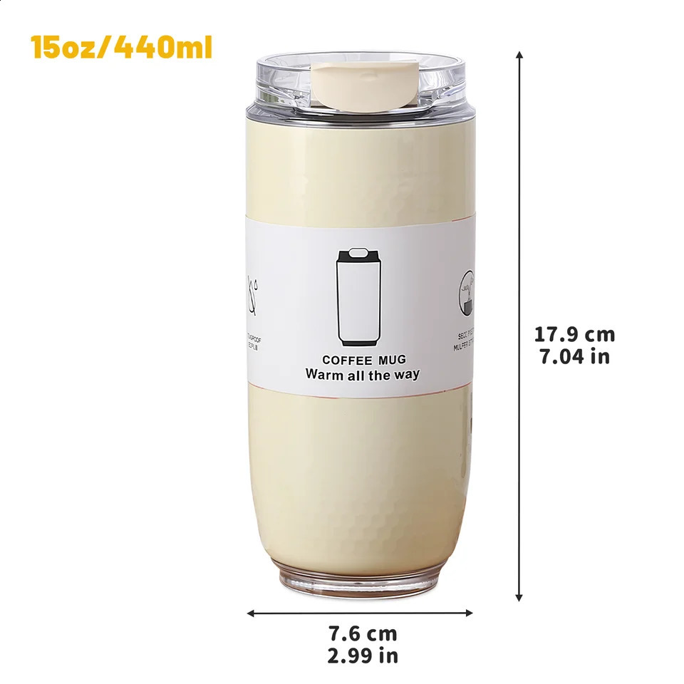 15oz Insulated Stainless Steel Tumbler Vacuum Sealed Travel Coffee Mug | Reusable Thermal Cup With Lid Paracord Handle| Leak 250207 W260226