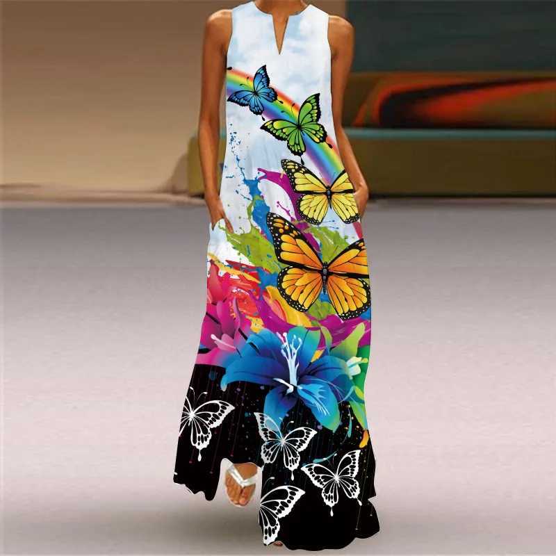 Face Printed Sveless Maxi Dress Women 2022 Summer Fashion Casual Beach Long Dresses Lady Sundress Fe Party Dress VestidosXJ2500207