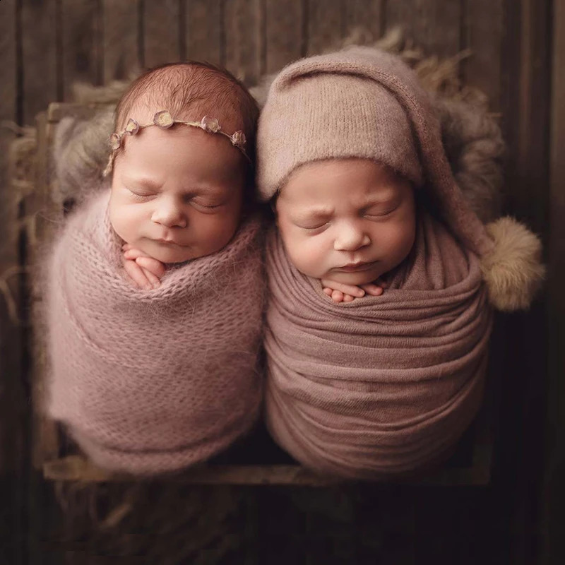 Soft Baby Po Wraps With Hat 2pcs Sets born Boys Girls Pography Swaddle Blanket Infant Picture Props Accessories 250206