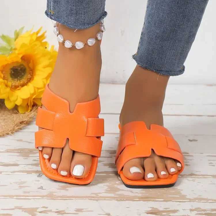 Summer Women Sandals New Outdoor Plus Size 43 Open Toe Flat Slippers Female Square Head Beach Woman Shoes Zapatos De MujerXJ250207