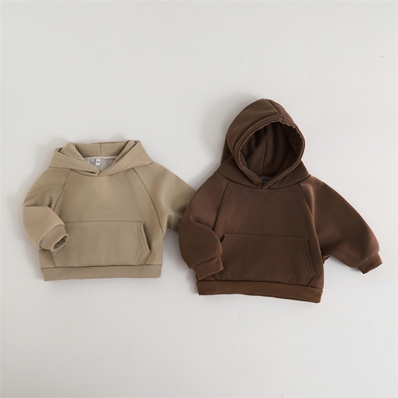 Spring Autumn Infant Baby Boys Warm Pure Color Cotton Long Sleeve Kid Boy Pullovers Large Pockets Little Boy Hoodies 250121