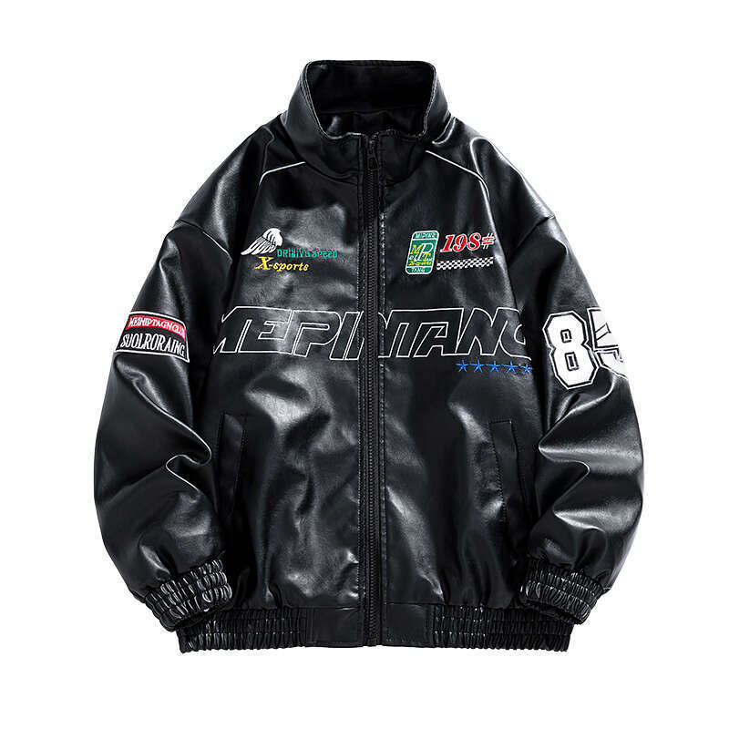 Men's Leather Jacket American Leather Jacket Male Autumn Winter Street Pilot Motorcycle Clothing Hiphop Trend Fashion Loose Handsome Top Coat