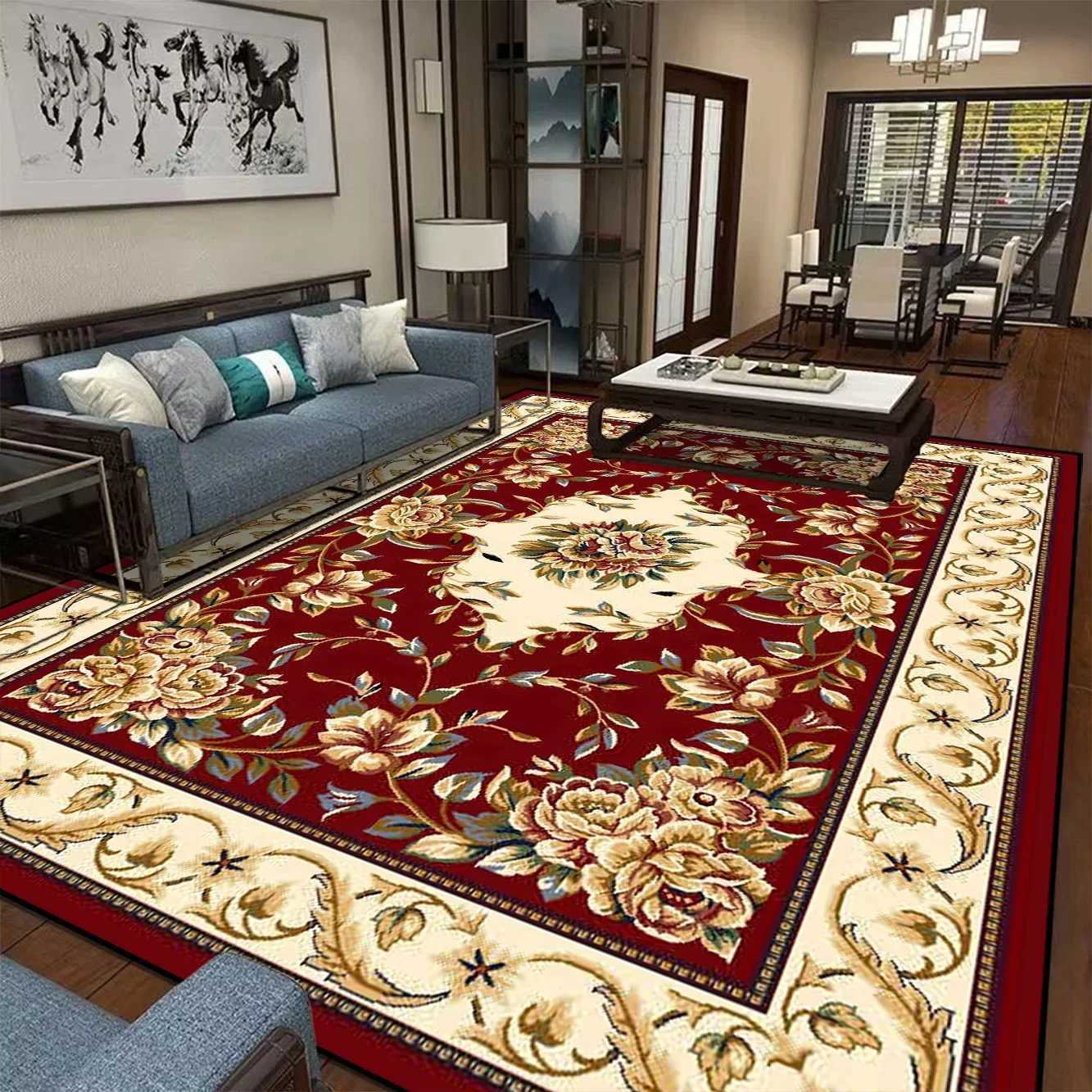 Black Gold High-end Luxury Carpet Living Room Large Area Rug Europe and America Home Decoration Bedroom Rug Washable Floor Mat Z250207