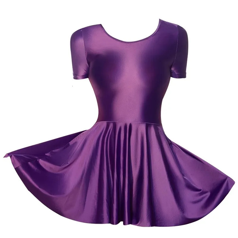 Sexy OIL Glossy Shiny Elastic Pleated Micro MINI Dress Satin Smooth Tights Ruffled Uniform Maid Stage Wear Candy Color 250206