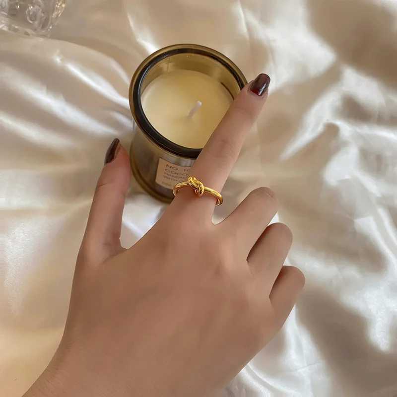 Xiyanike Silver Knot Thin Ring Female Open Couple Simple Temperature Handmade Jewelry Accessories Prevent Allergies W250207