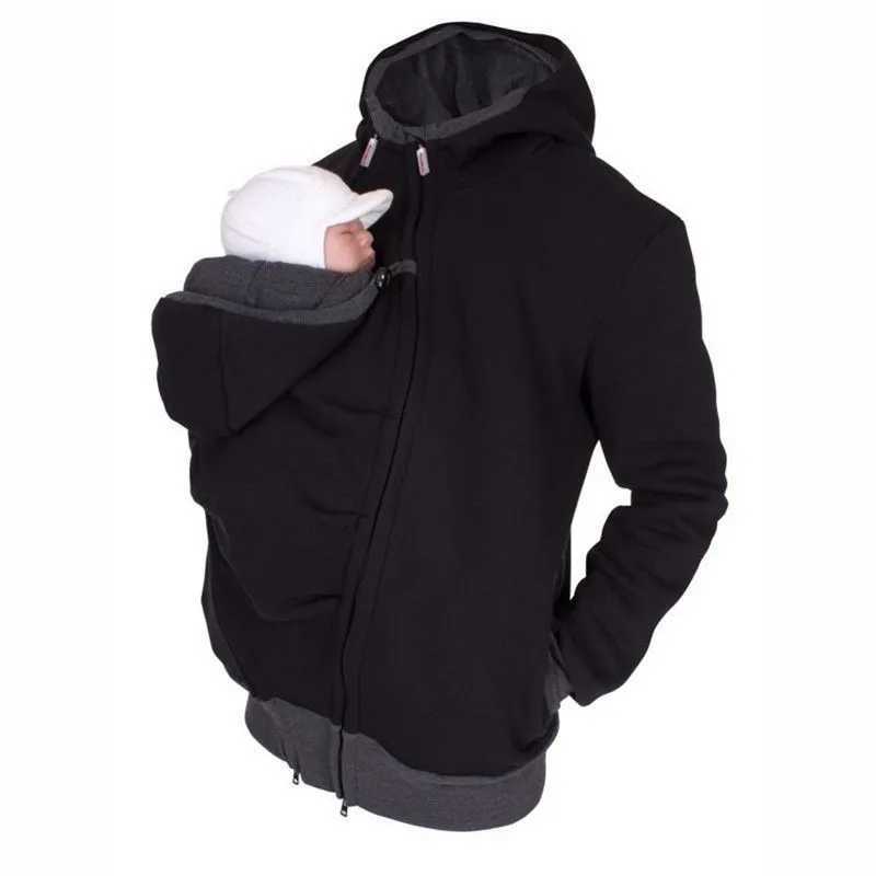 Daddy Men Baby Carrier Jacket Autumn Winter Maternity Clothes Kangaroo Warm Hoodies Outerwear Coat Father Carry Baby Sweatshirt W250207