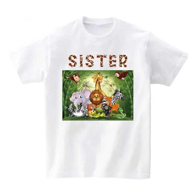 Family Outfits Mommy and Daughter Matching Clothes Zoo Animal Cartoon Family Party Shirt Set Children Toddler Shirts Mom Clothes W250207