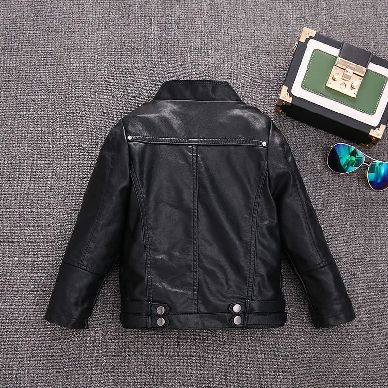 Girls Leather Jackets Childrens Autumn Winter Plus Velvet Coats Korean Kids Pu Leather Collar Zipper Fashion Coats 250206