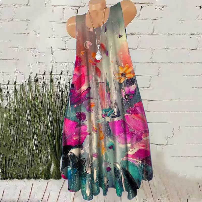 Hand-Painted 3D Print Women Fashion Mini Dresses Sveless Summer Loose Casual Short Dress Oversized Round-Neck Fe DressXJ2500207