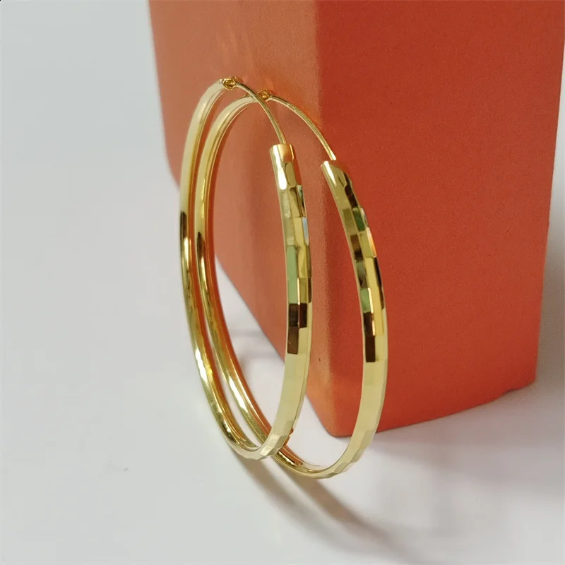 Senlissi -18K Golden Round Hoop Earrings For Women 925 Sterling Silver 3/4/5/6CM Fashion Party Jewelry Accessories L012 250207