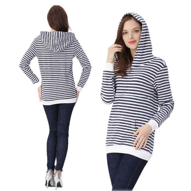 Emotion Moms 100% Cotton Winter Maternity Clothes T-shirt Breastfeeding Tops Maternity Hoodie Sweater For Pregnant Women W250207
