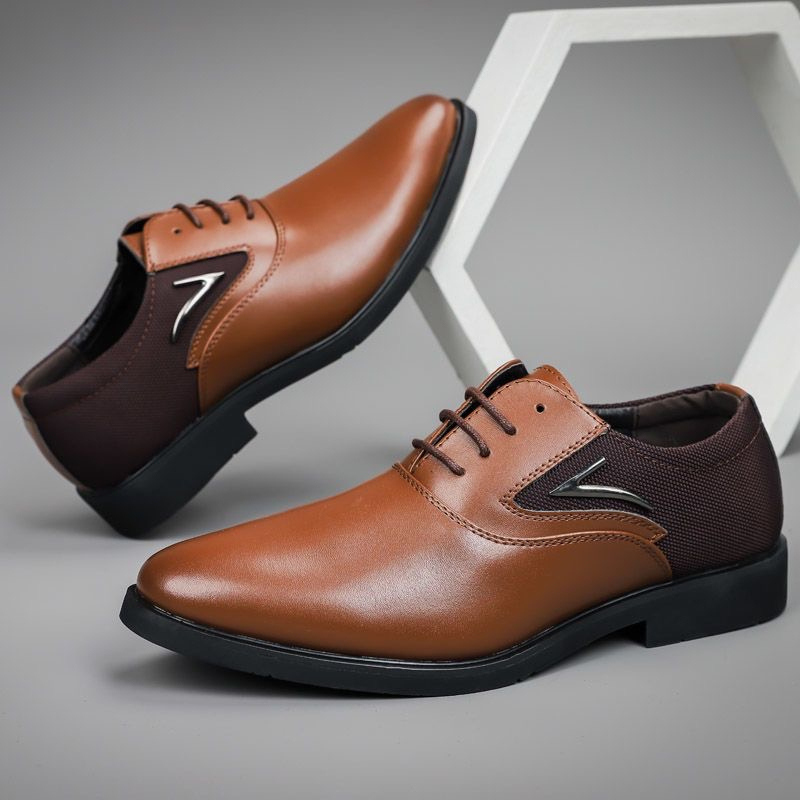 Men Fashion Leather Dress Shoes White Red Black Bronze Lace Up Formal Business Oxford Classic Style Shoes