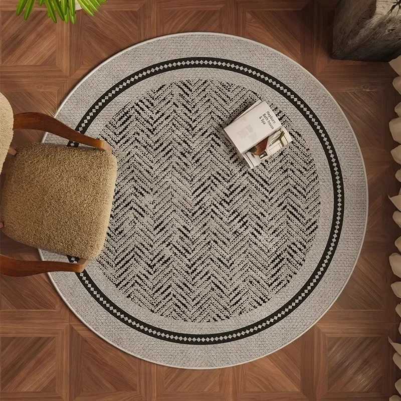 1PC Round Modern Carpet Large Area Decorative Sofa Coffee Table Rug Thick Washable Computer Chair Floor Mat Alfombra RedondeadaC250207