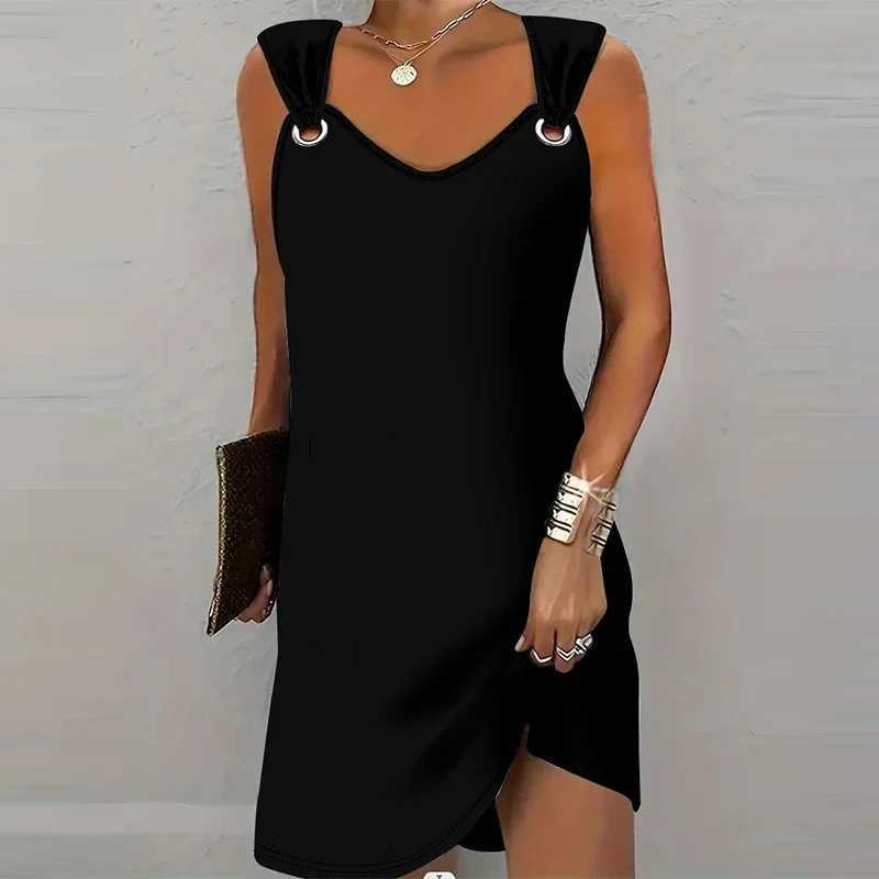 Womens Fashionable Casual Solid Color Suspender Dress Sveless Summer Comfortable SkirtXJ2500207