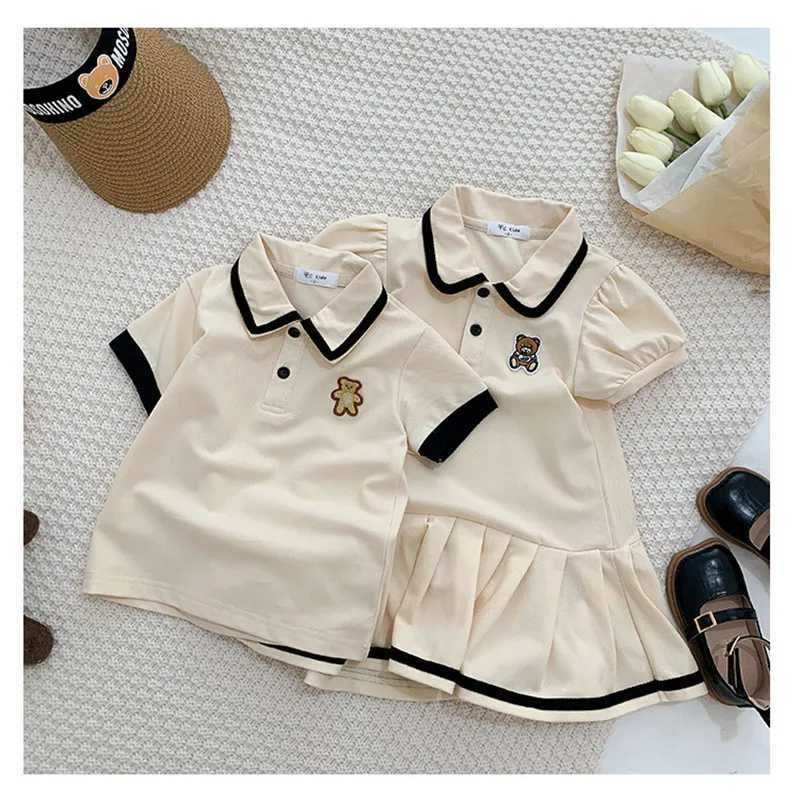 Family Matching Clothes Summer 2023 Mother Daughter Dresses Family Look Polo T-Shirts Mother Kids Tees Clothes Father Son Outfit W250207